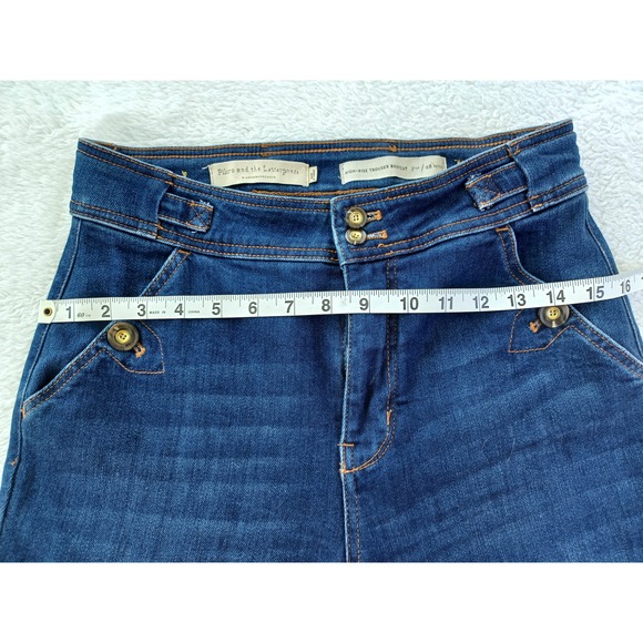 ANTHROPOLOGIE Pilcro & Letterpress Flare High Rise Trouser Bootcut in Blue sz 28 - Picture 4 of 11